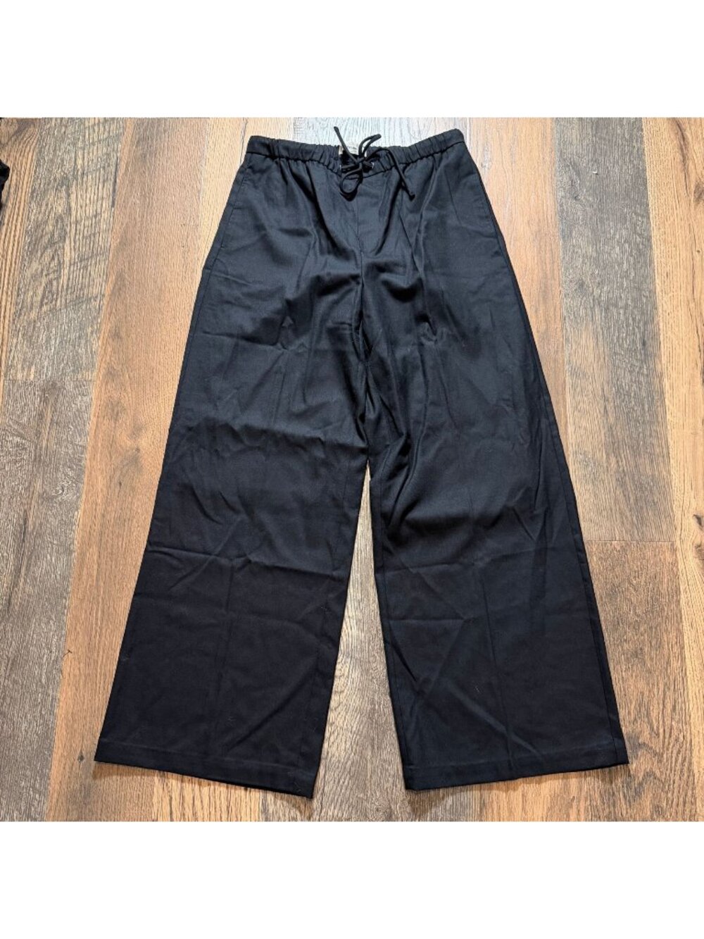 Everlane The Gabardine Easy Pant Black Wool Blend Drawstring Pants Size 8 NWT